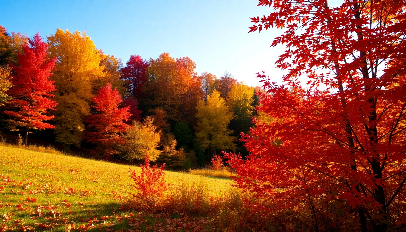 Autumn landscape with colorful leaves