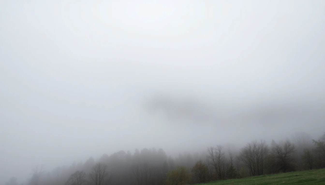 Foggy landscape with low visibility